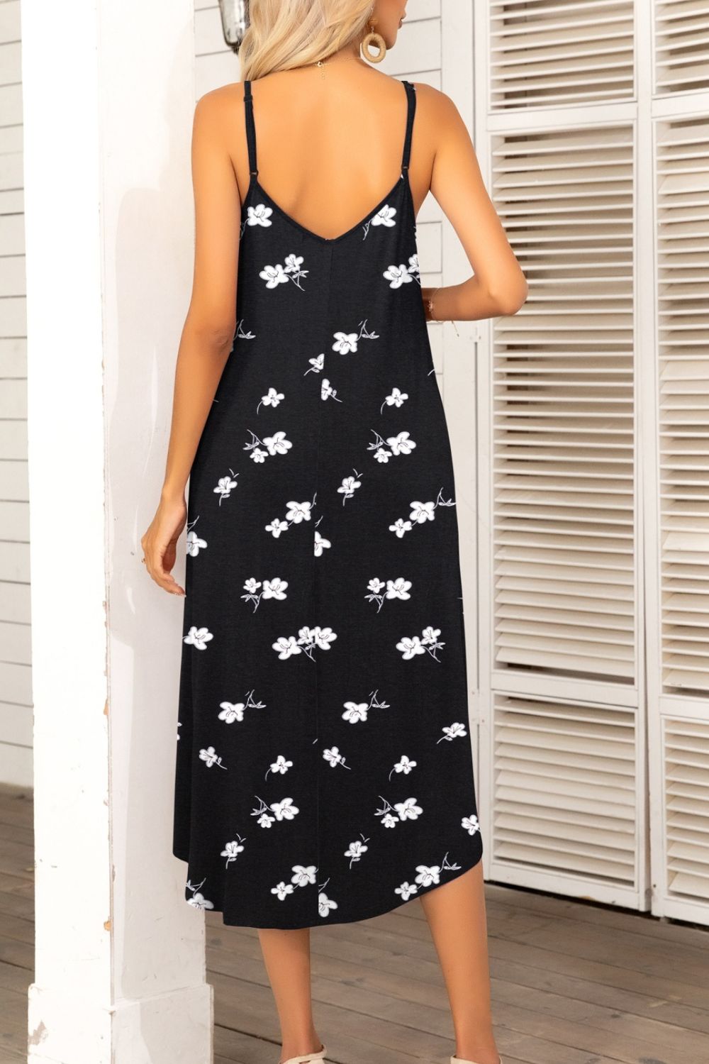 Printed Spaghetti Strap Midi Dress