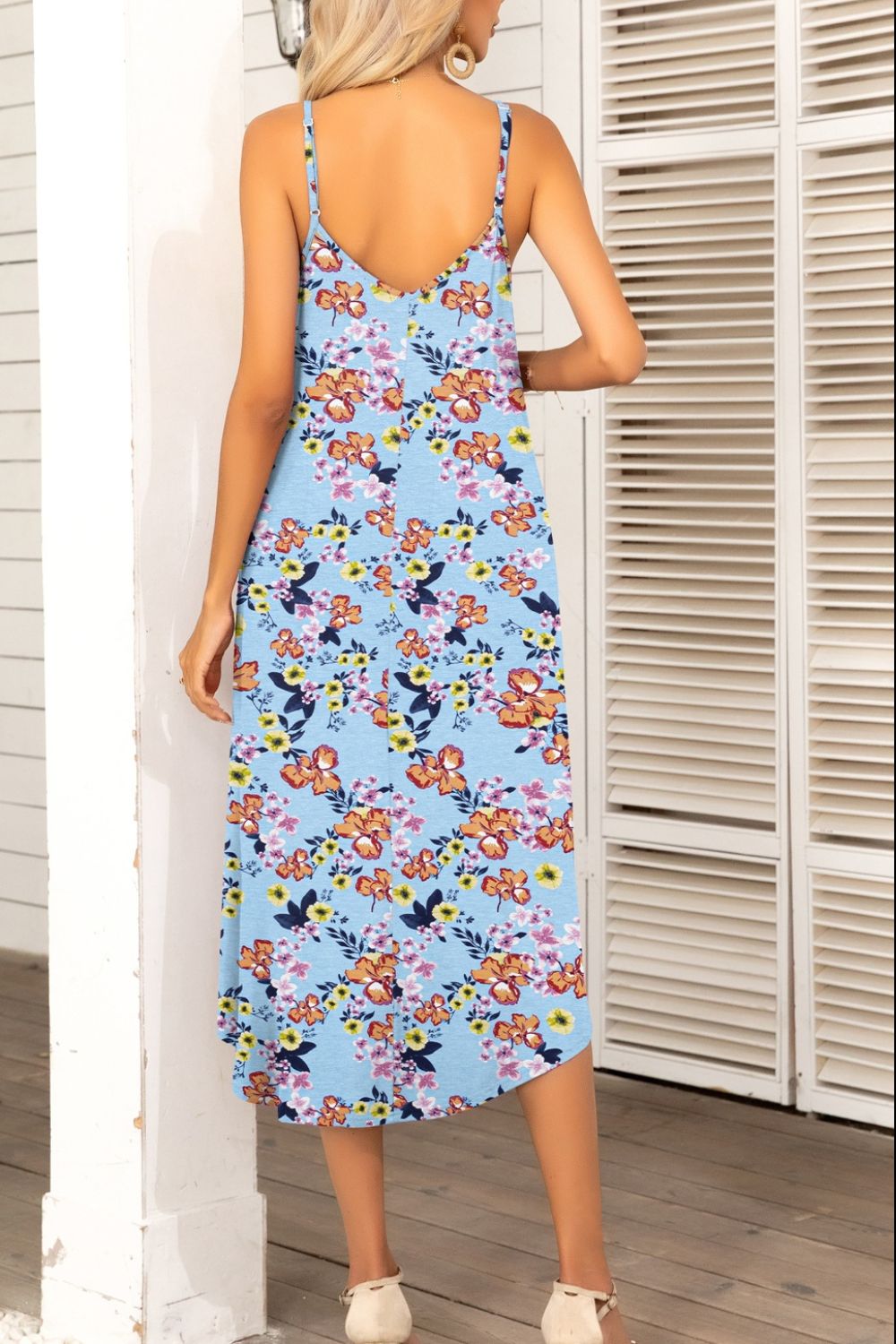 Printed Spaghetti Strap Midi Dress